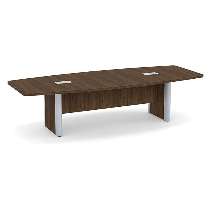 10' Boat Shaped Conference Table In Walnut 10' Boat Shaped Conference Table In Walnut