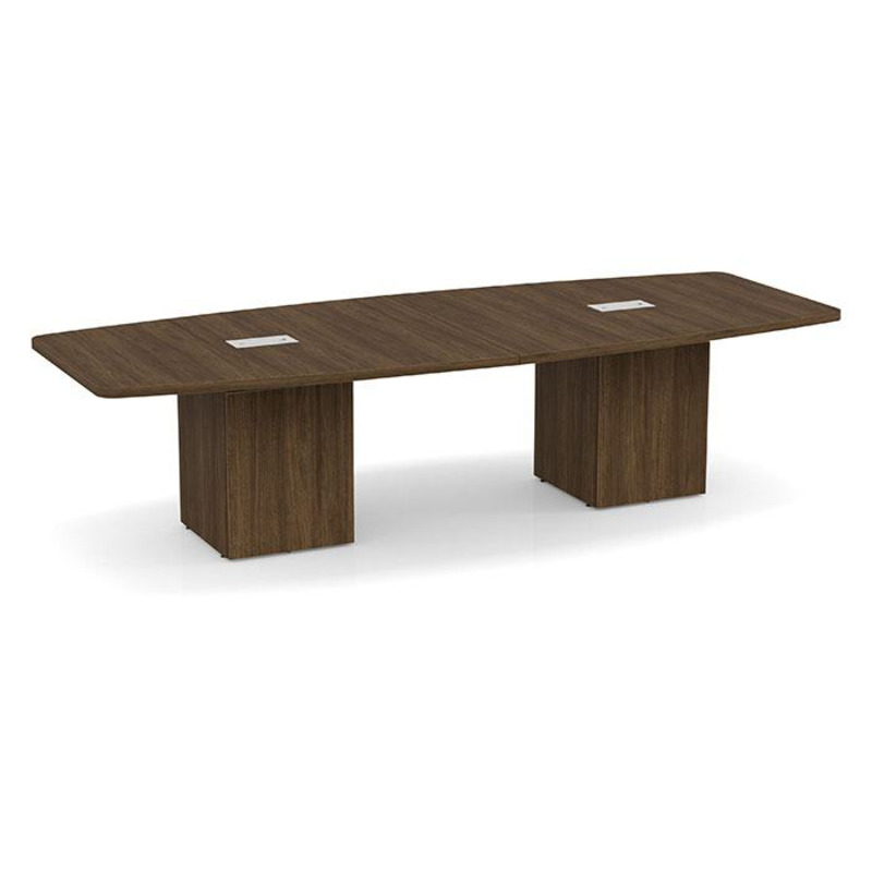 10′ Brooklyn Series Laminate Boat Shaped Conference Table In Walnut 10′ Brooklyn Series Laminate Boat Shaped Conference Table In Walnut