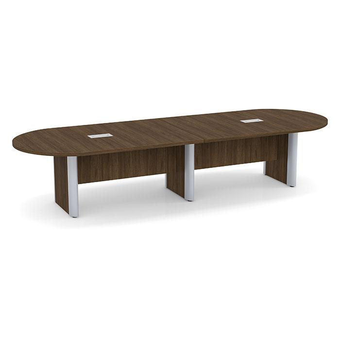 12′ WALNUT BROOKLYN SERIES RACETRACK SHAPED CONFERENCE TABLE WITH CABLE MANAGEMENT BASE 12′ WALNUT BROOKLYN SERIES RACETRACK SHAPED CONFERENCE TABLE WITH CABLE MANAGEMENT BASE
