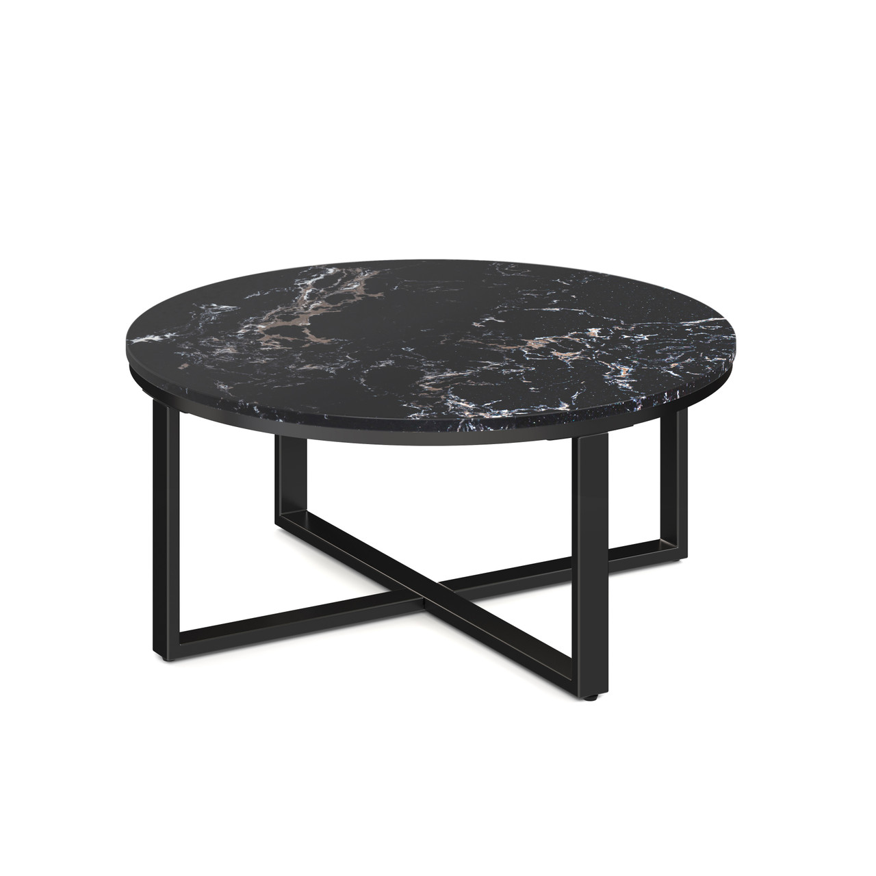 Black Round Quartz Occasional Table Black Round Quartz Occasional Table