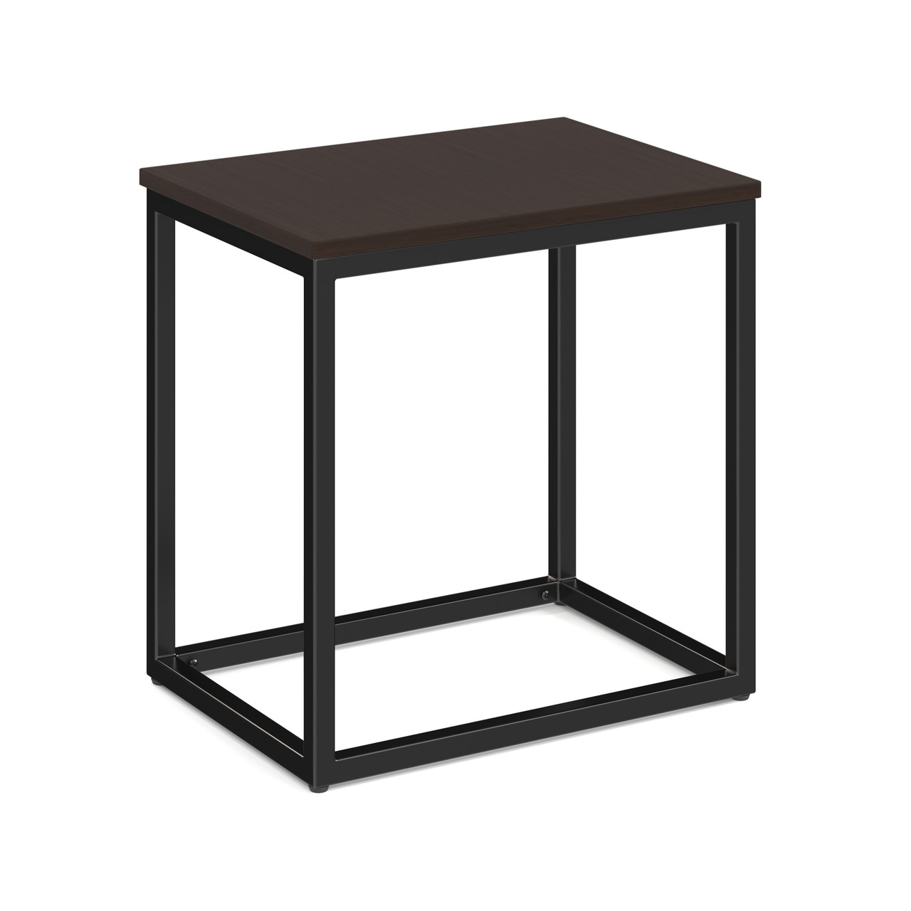 Espresso Laminate Rectangular Brooklyn Series Side Table with Black Metal Base Espresso Laminate Rectangular Brooklyn Series Side Table with Black Metal Base
