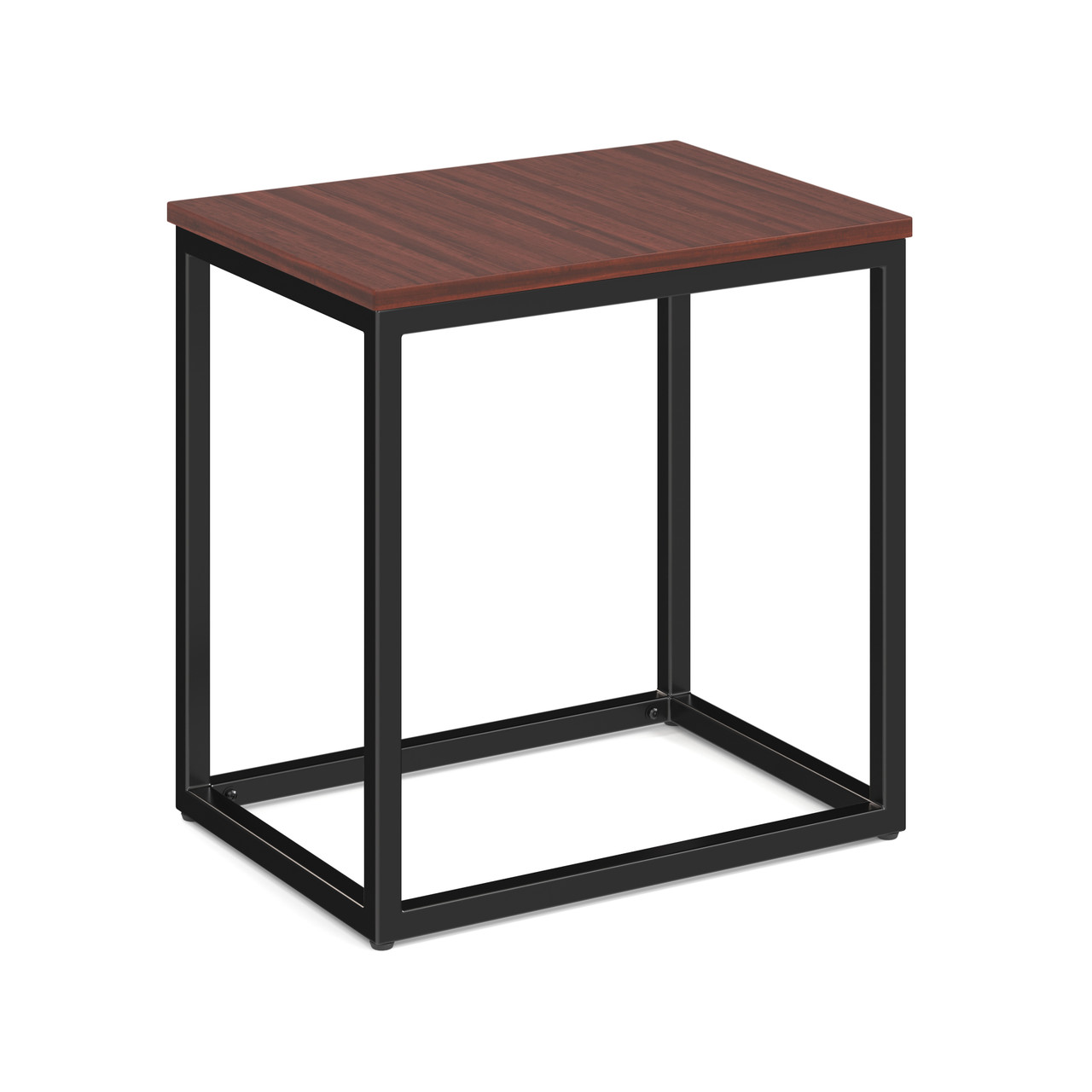 Mahogany Laminate Rectangular Brooklyn Series Side Table with Black Metal Base Mahogany Laminate Rectangular Brooklyn Series Side Table with Black Metal Base
