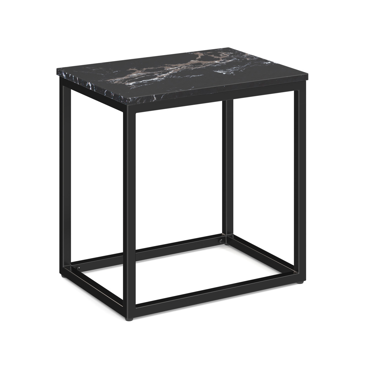 Rectangular Black Quartz Top Side Table with Black Metal Base Rectangular Black Quartz Top Side Table with Black Metal Base