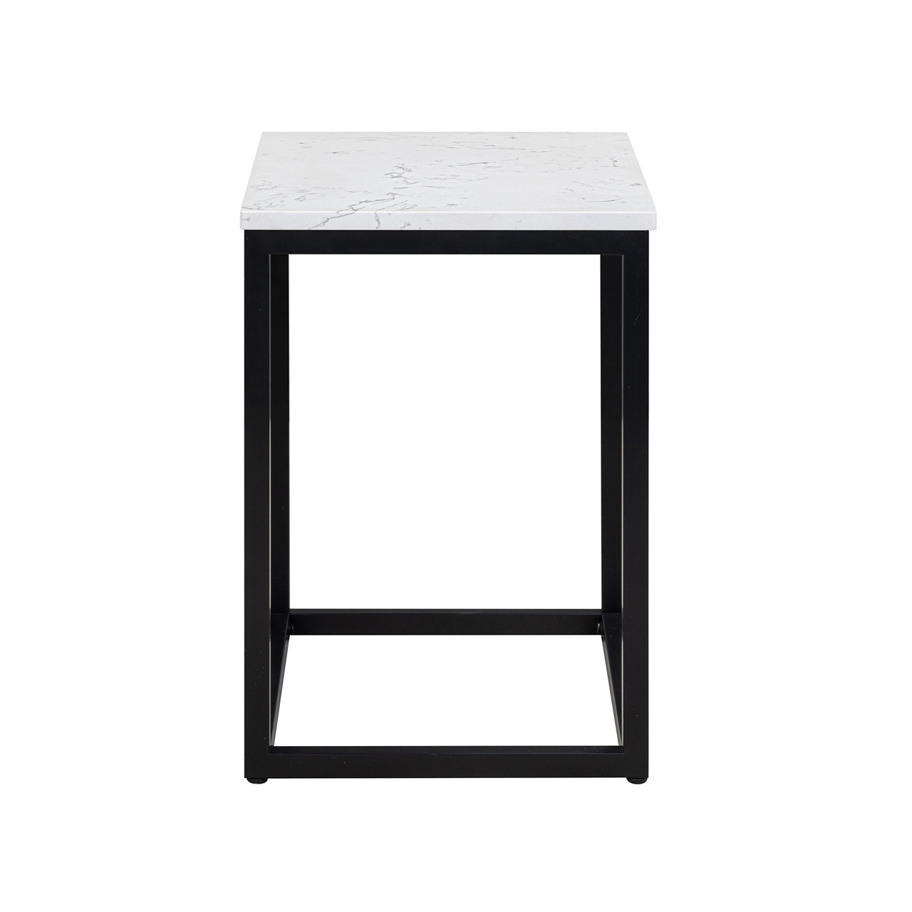 Rectangular Quartz Top Side Table with Black Metal Base Rectangular Quartz Top Side Table with Black Metal Base