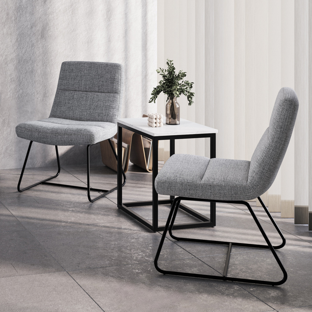 Rectangular Quartz Top Side Table with Black Metal Base Rectangular Quartz Top Side Table with Black Metal Base