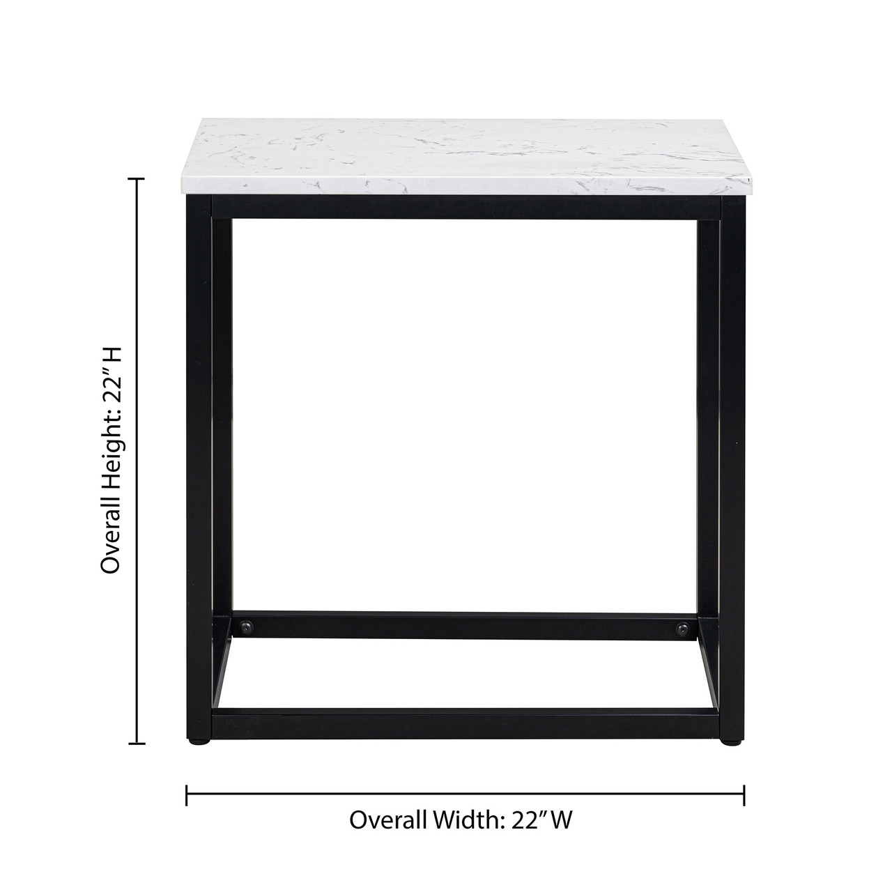 Rectangular Quartz Top Side Table with Black Metal Base Rectangular Quartz Top Side Table with Black Metal Base