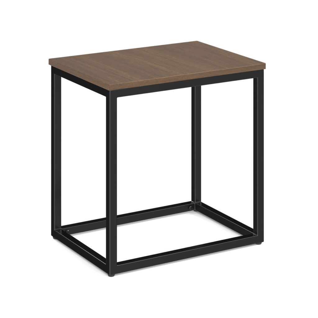 Walnut Laminate Rectangular Brooklyn Series Side Table with Black Metal Base