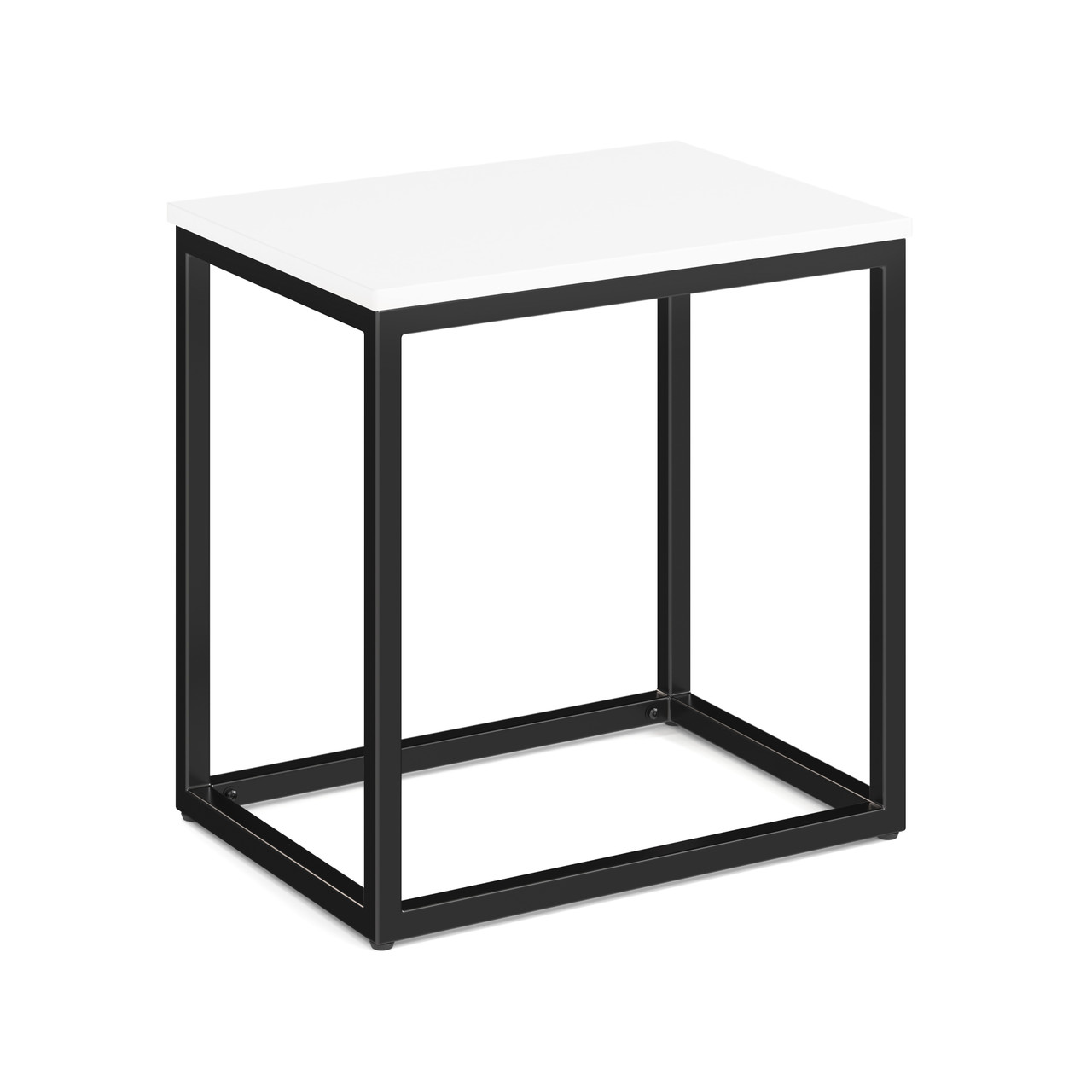 White Laminate Rectangular Brooklyn Series Side Table with Black Metal Base White Laminate Rectangular Brooklyn Series Side Table with Black Metal Base