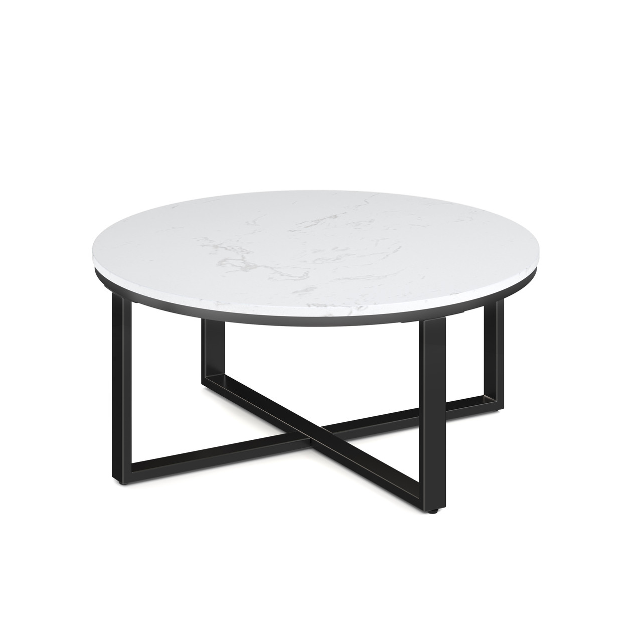 White Round Quartz Occasional Table