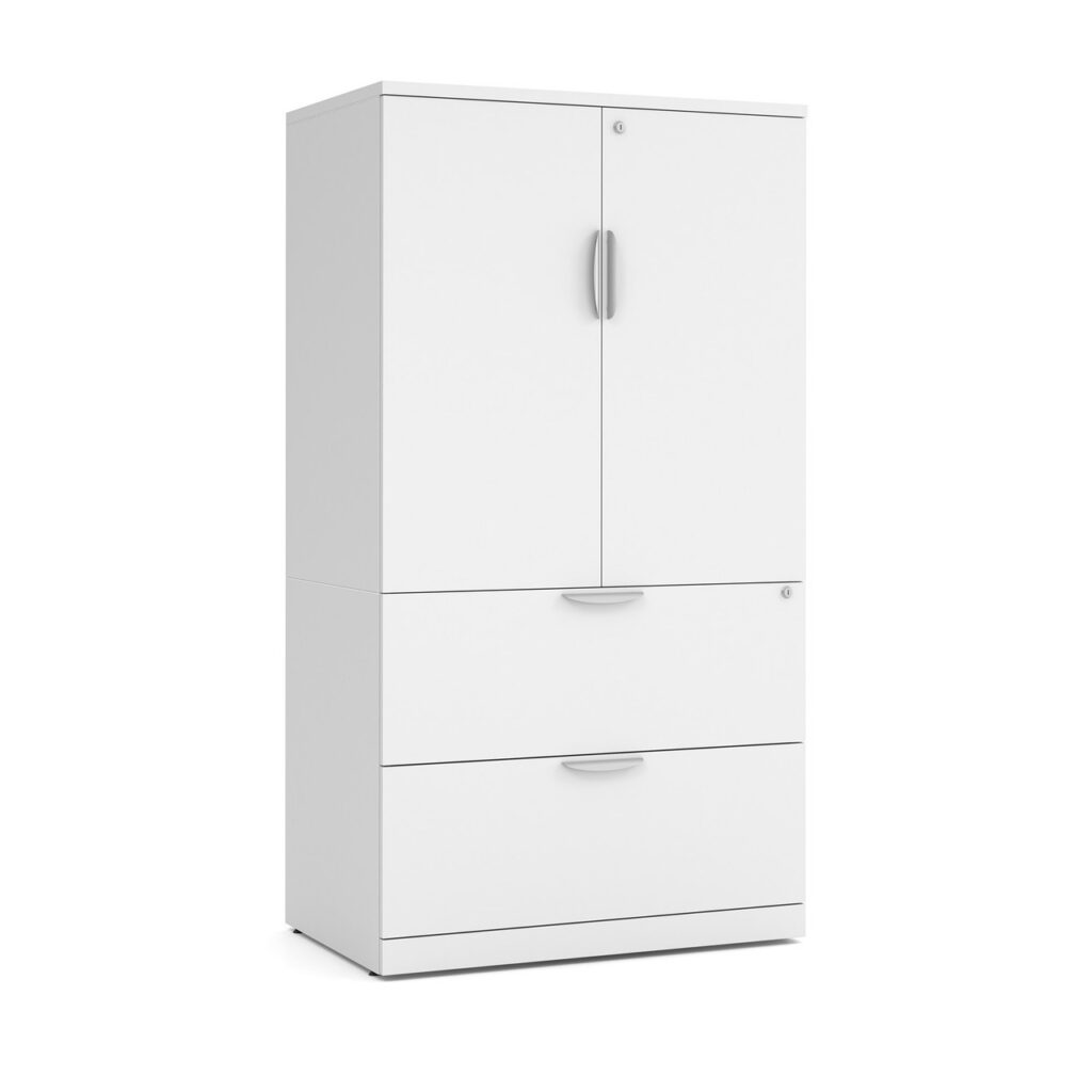 Laminate 2 Drawer Lateral File With Storage Cabinet In White