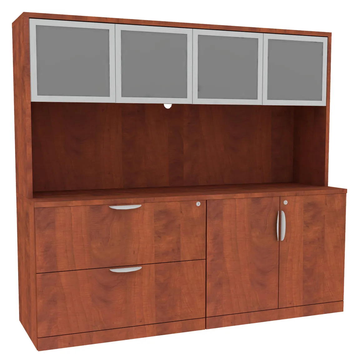 BROOKLYN LAMINATE 4 DRAWER LATERAL FILE CREDENZA WITH HUTCH IN CHERRY BROOKLYN LAMINATE 4 DRAWER LATERAL FILE CREDENZA WITH HUTCH IN CHERRY
