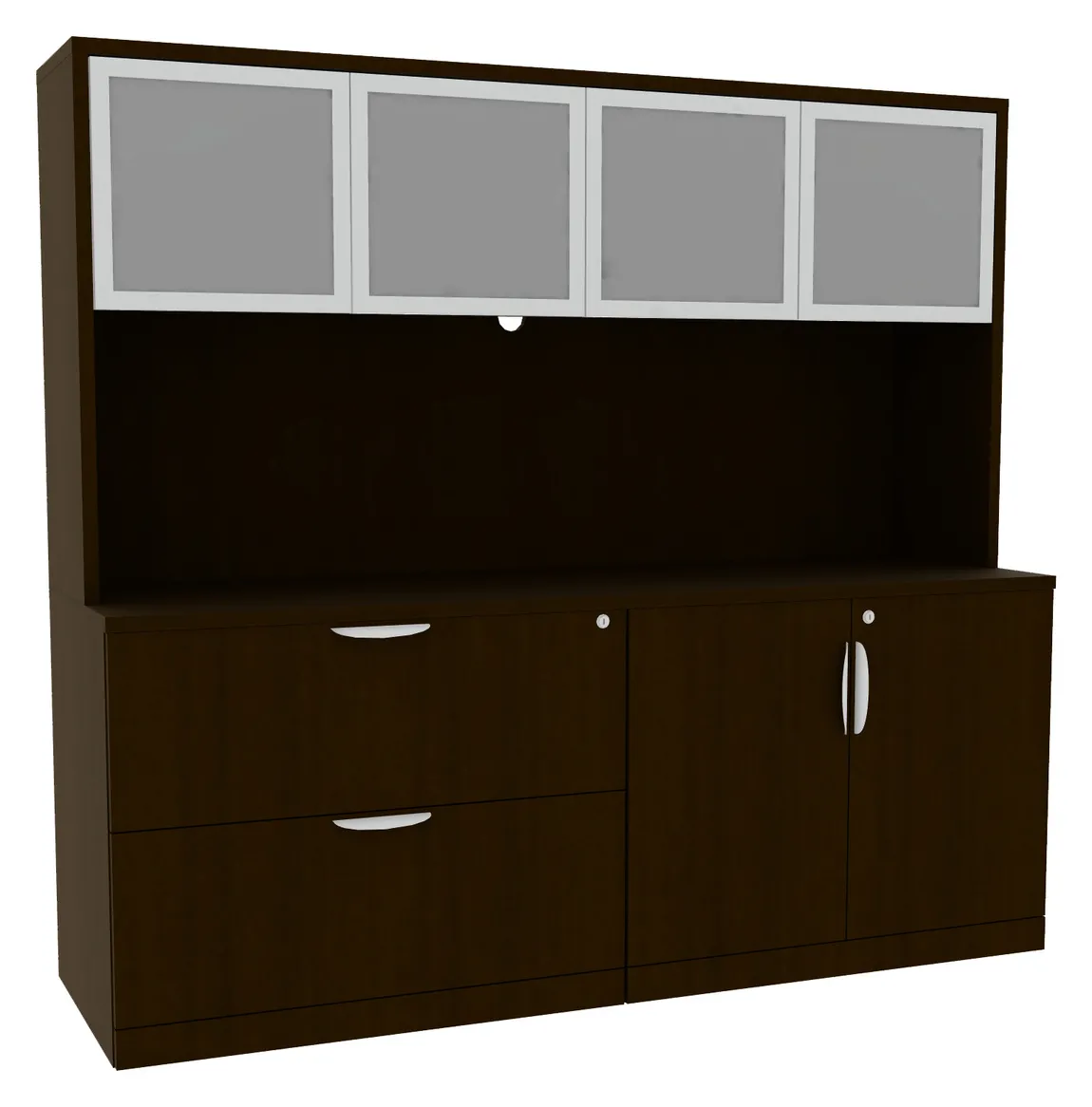 BROOKLYN LAMINATE 4 DRAWER LATERAL FILE CREDENZA WITH HUTCH IN ESPRESSO BROOKLYN LAMINATE 4 DRAWER LATERAL FILE CREDENZA WITH HUTCH IN ESPRESSO